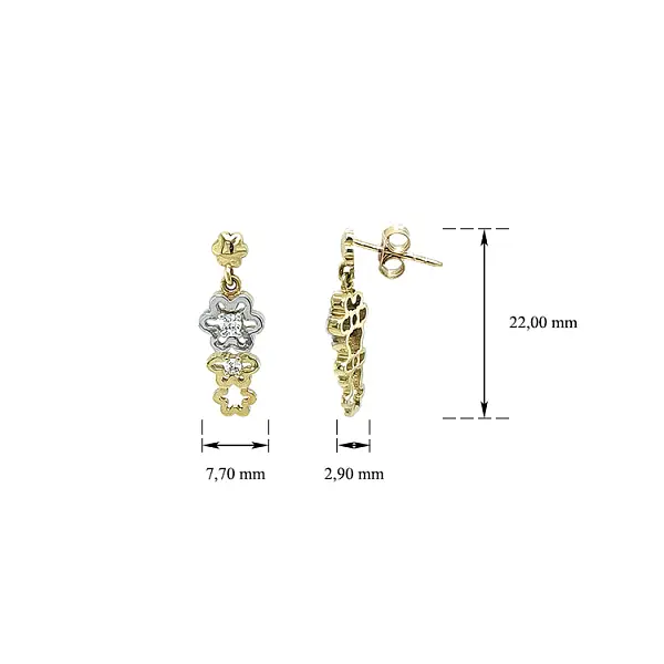 Серьги с цирконами в золоте