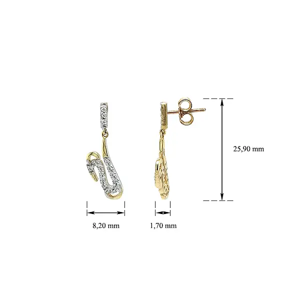 Золотые серьги с цирконами