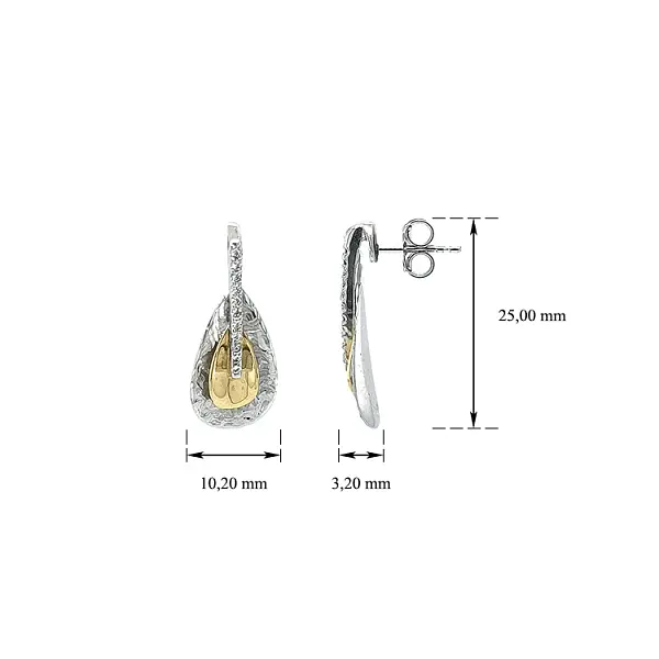 Серьги с цирконами в золоте
