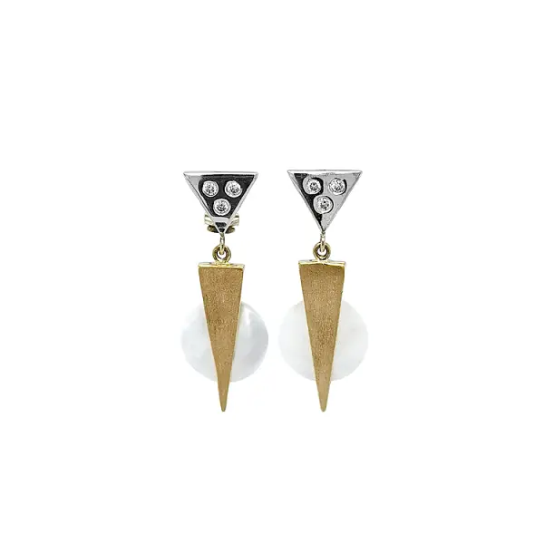 Серьги с жемчугом Комбинированное золото