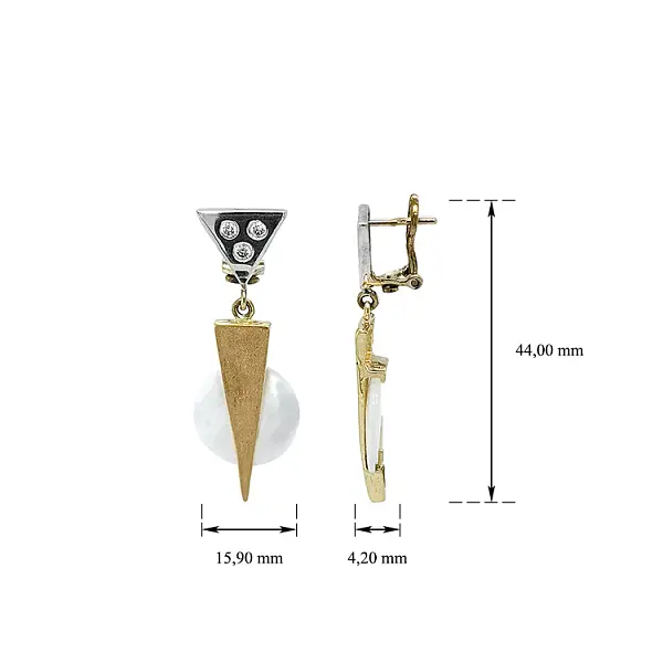 Серьги с жемчугом Комбинированное золото