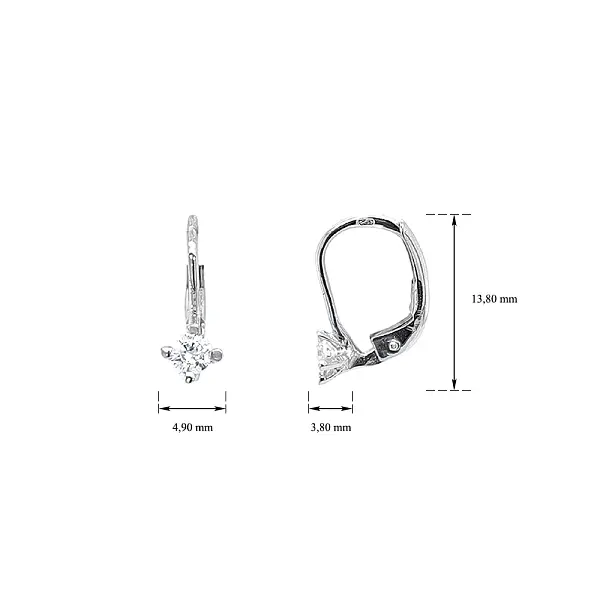 Серьги с цирконами из белого золота
