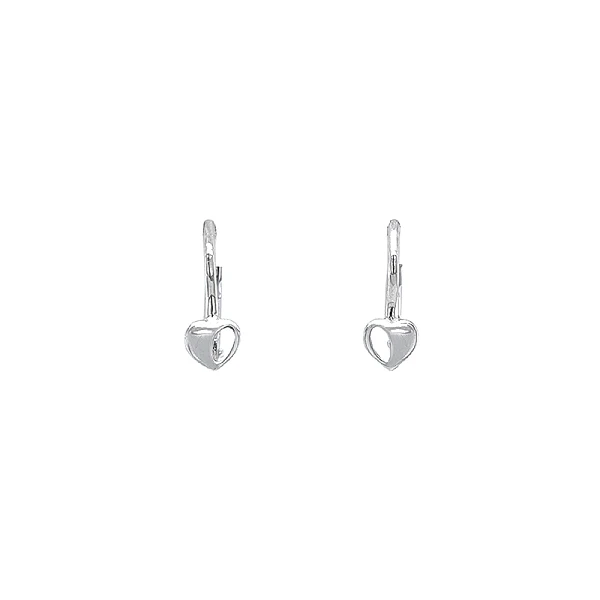 Серьги 'Сердечки' из белого золота