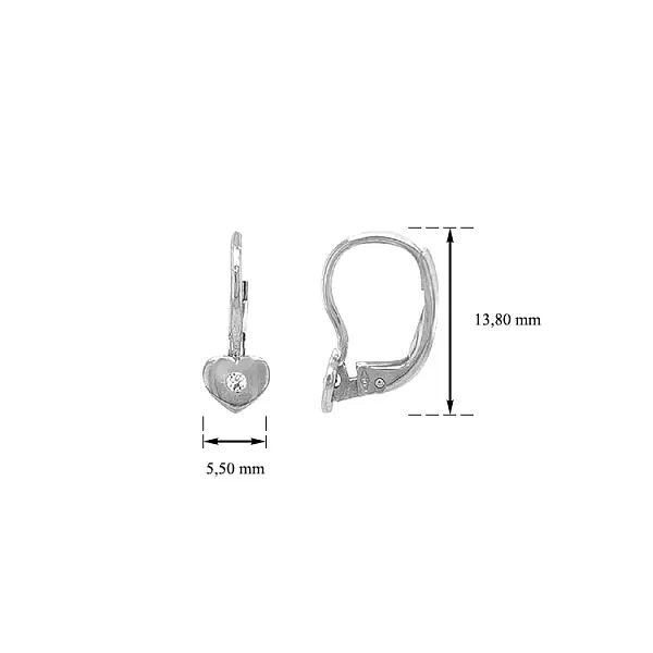 Золотые серьги Сердца с цирконами