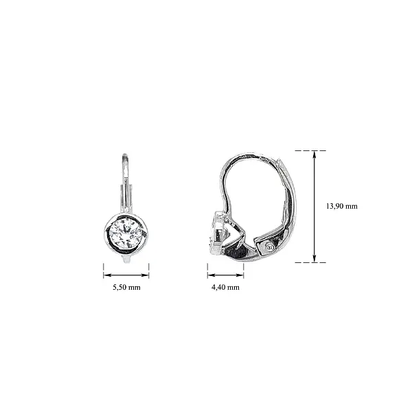 Серьги с цирконами из белого золота