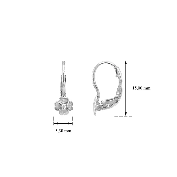 Золотые серьги 'Четырехлистник с цирконами