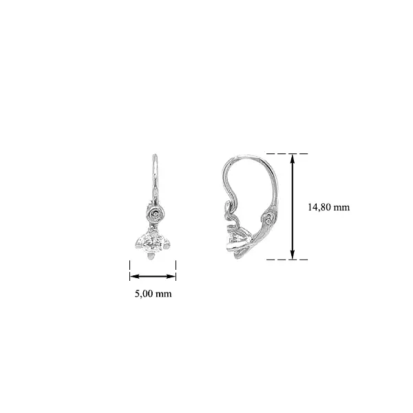 Золотые детские серьги с цирконами