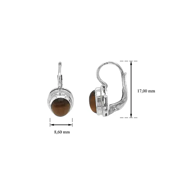 Золотые серьги с тигровым глазом