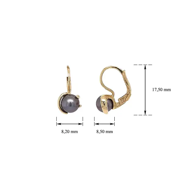Золотые серьги Черный жемчуг