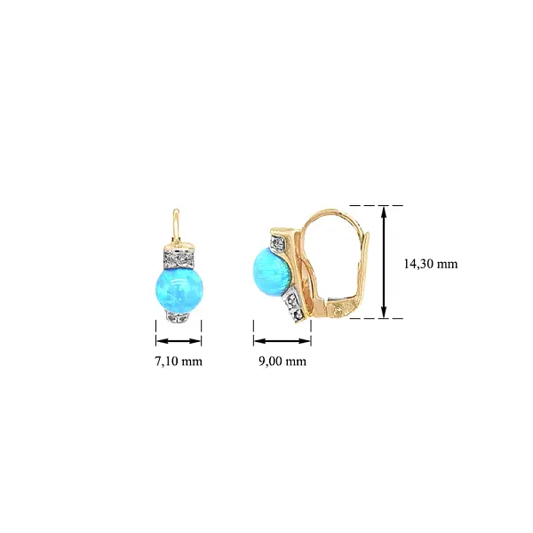 Золотые серьги с опалами и цирконами