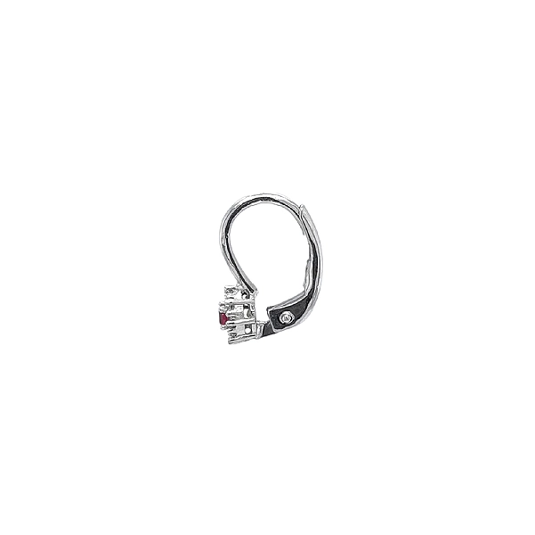 Серьги из белого золота, украшенные рубинами и мелкими цирконами