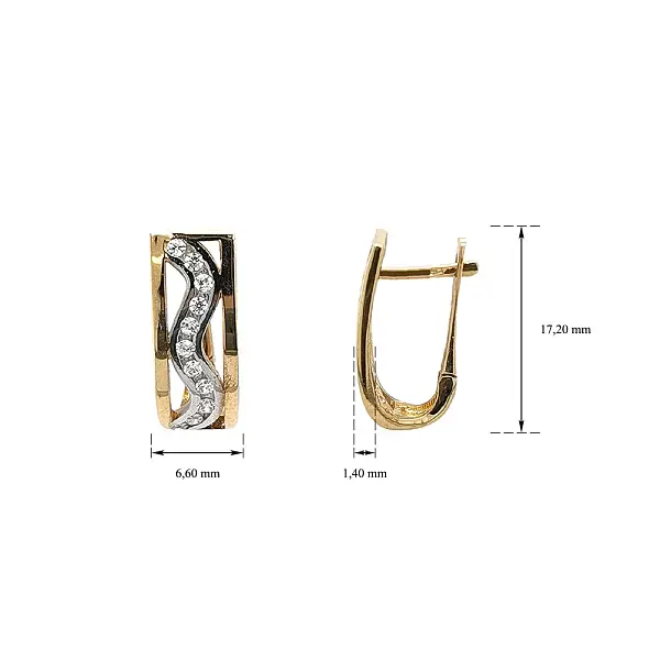 Золотые серьги с цирконами