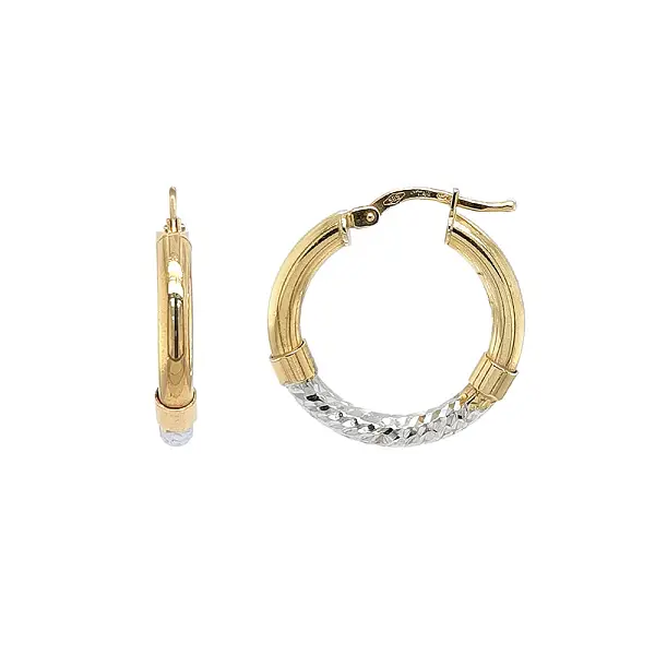 Элегантные золотые серьги с контрастом желтого и белого золота