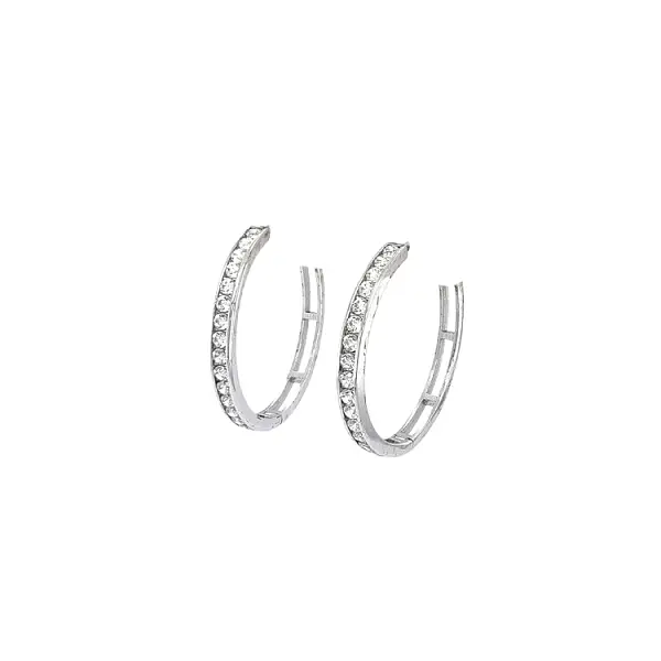 Круглые серьги с цирконами из белого золота