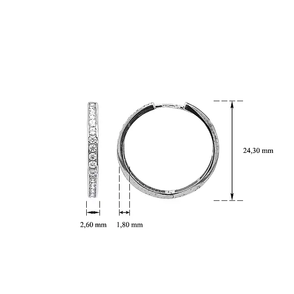 Круглые серьги с цирконами из белого золота