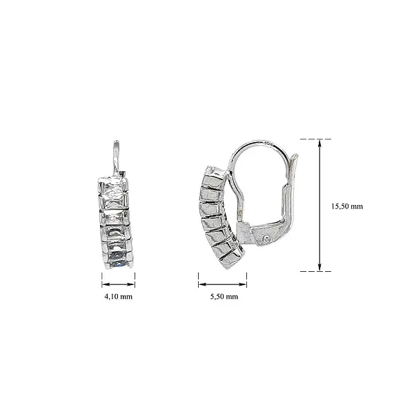 Элегантные серьги из белого золота с багетными фианитами