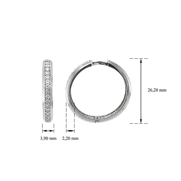 Круглые серьги с цирконами из белого золота