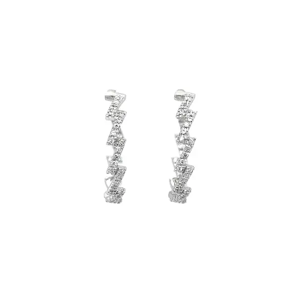 Круглые серьги с цирконами из белого золота