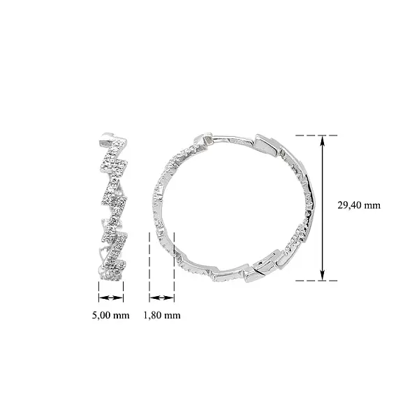 Круглые серьги с цирконами из белого золота