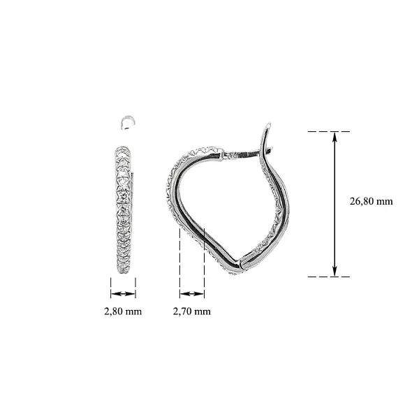 Круглые серьги с цирконами из белого золота