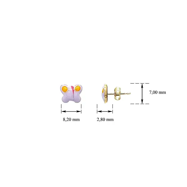 Серьги 'Бабочки' из золота 'Печек