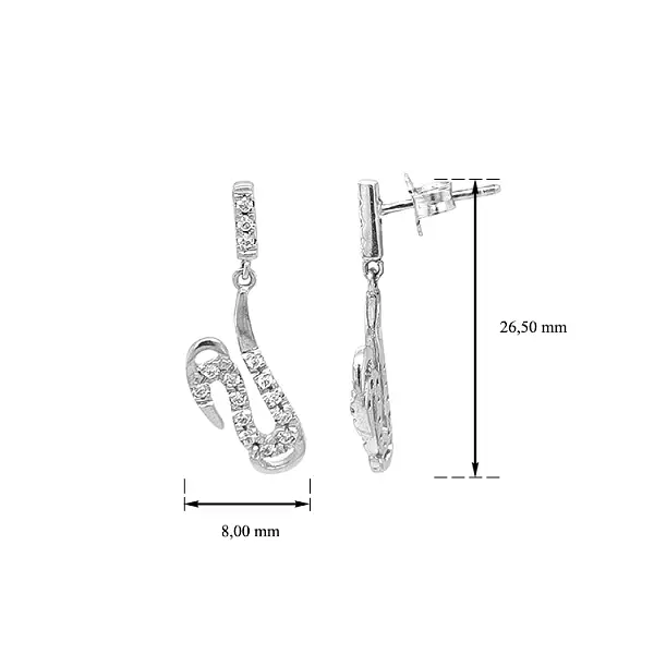 Золотые серьги-пусеты с цирконами