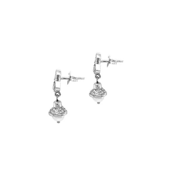 Золотые серьги с жемчугом и цирконами