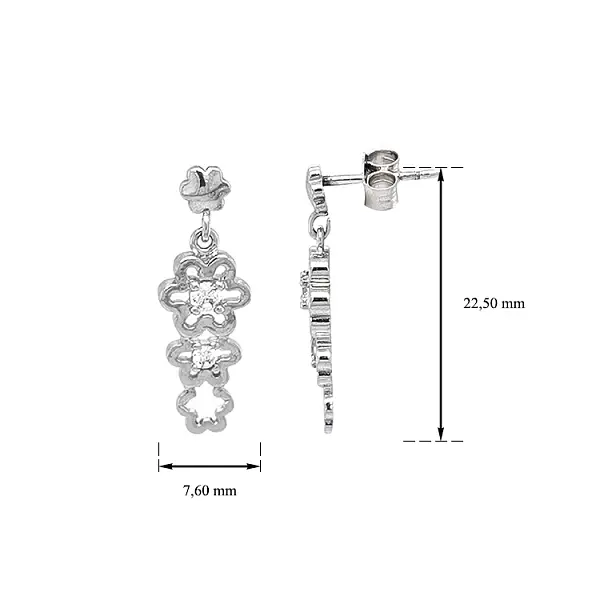 Золотые серьги-пусеты с цирконами