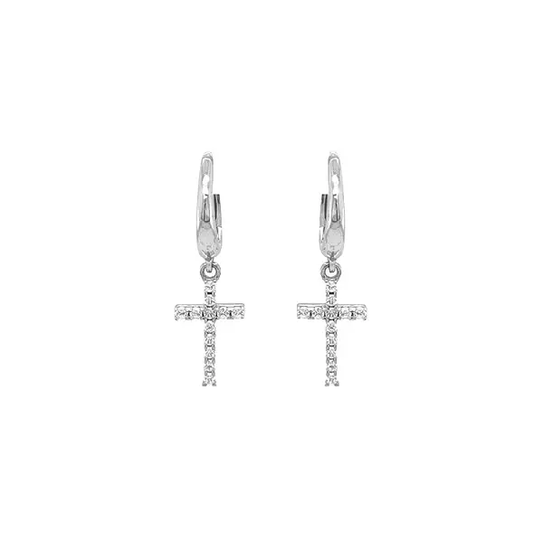 Золотые серьги Крест с цирконами