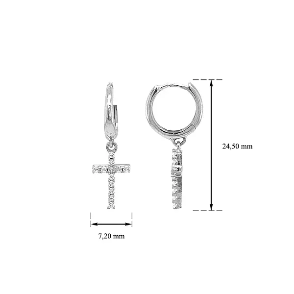 Золотые серьги Крест с цирконами