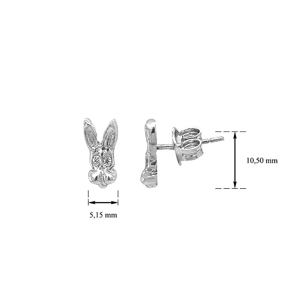 Золотые серьги в виде кролика с цирконами