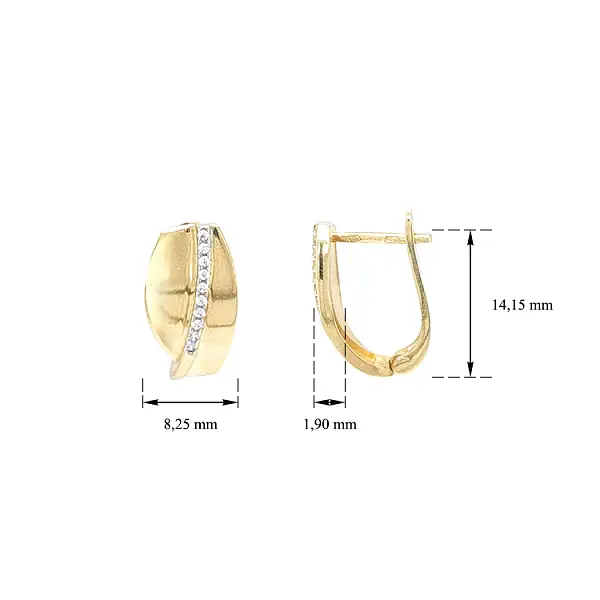 Золотые серьги с цирконами