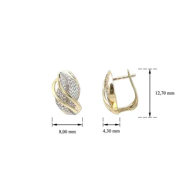 Золотые серьги с цирконами