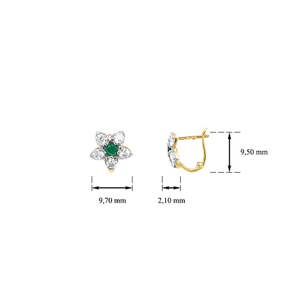 Золотые серьги Цветы с цирконами