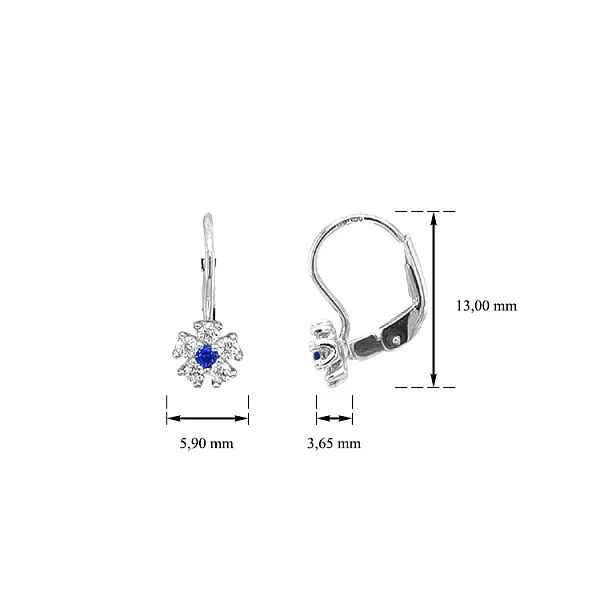 Золотые серьги Цветы с цирконами