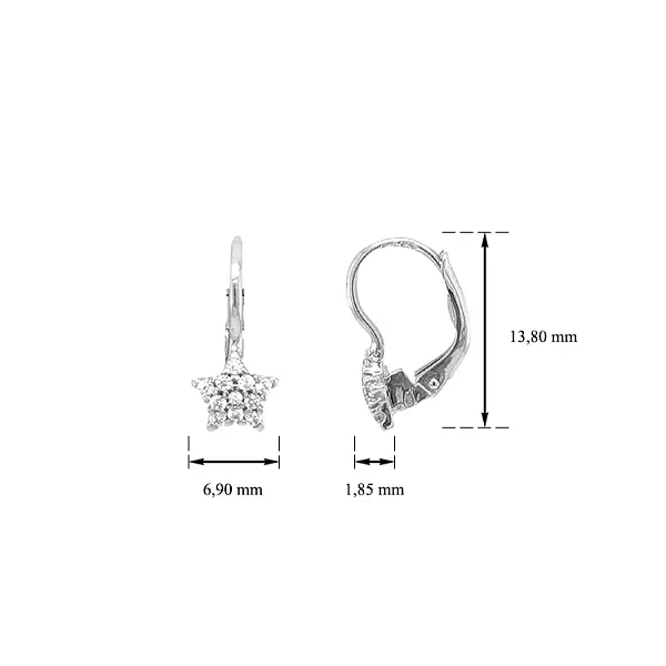 Золотые серьги Морская звезда с цирконами