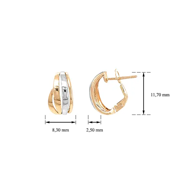 Серьги из комбинированного золота