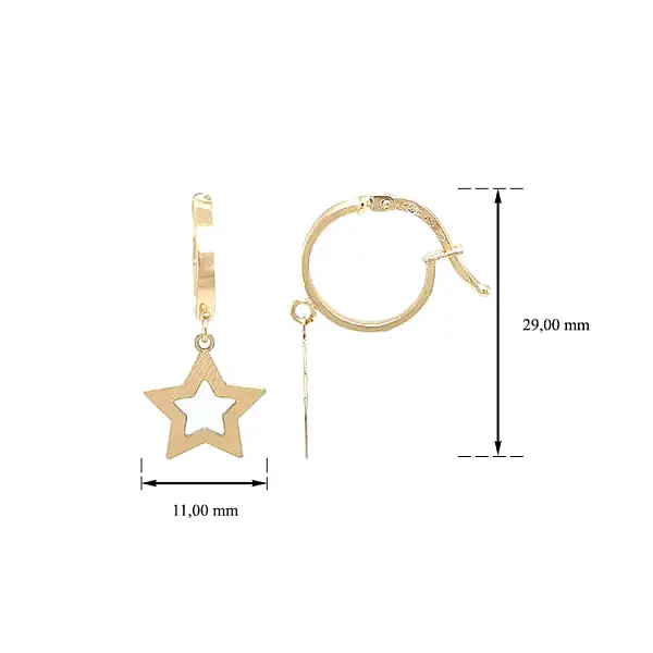 Золотые висячие серьги Звезды