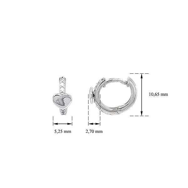 Золотые круглые серьги 'Сердца' с цирконами
