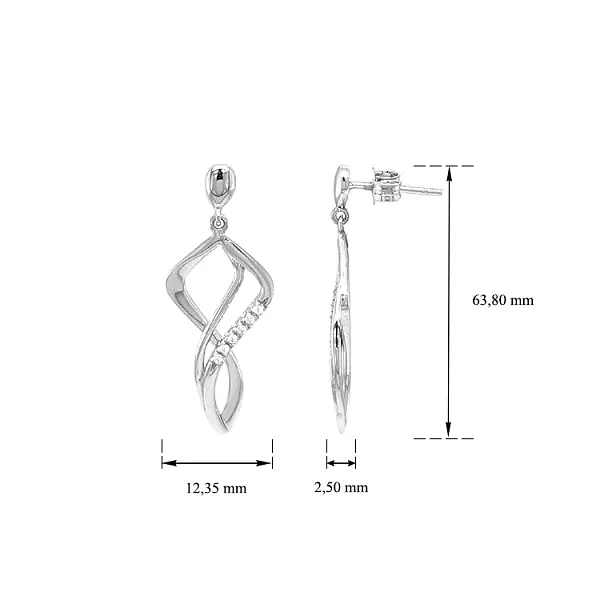 Золотые серьги-пусеты с цирконами