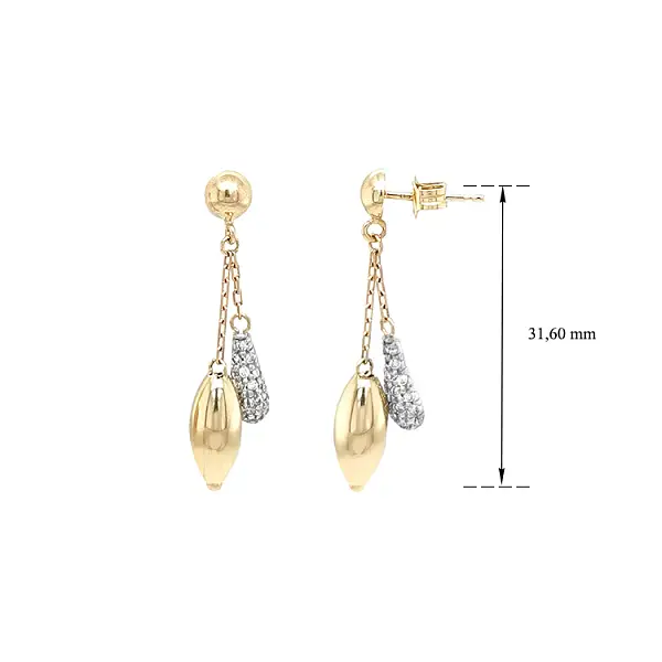 Золотые серьги-пусеты с цирконами