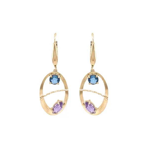 Золотые серьги-пусеты с цирконами