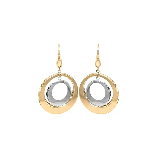 Золотые комбинированные серьги-пусеты