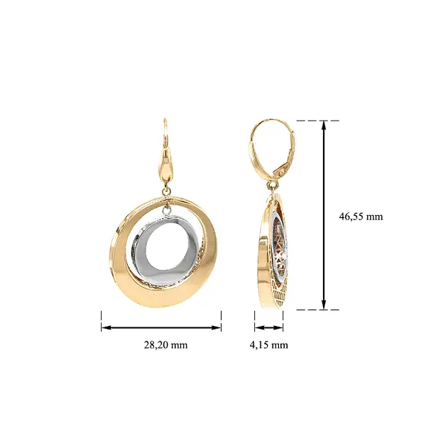 Золотые комбинированные серьги-пусеты