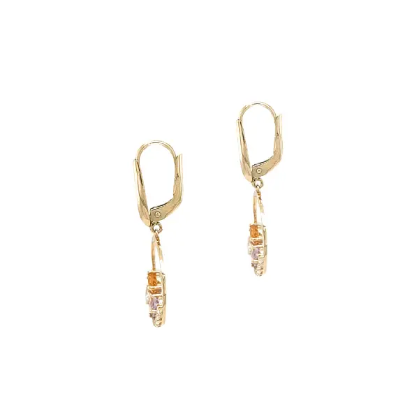 Золотые серьги-пусеты с цирконами