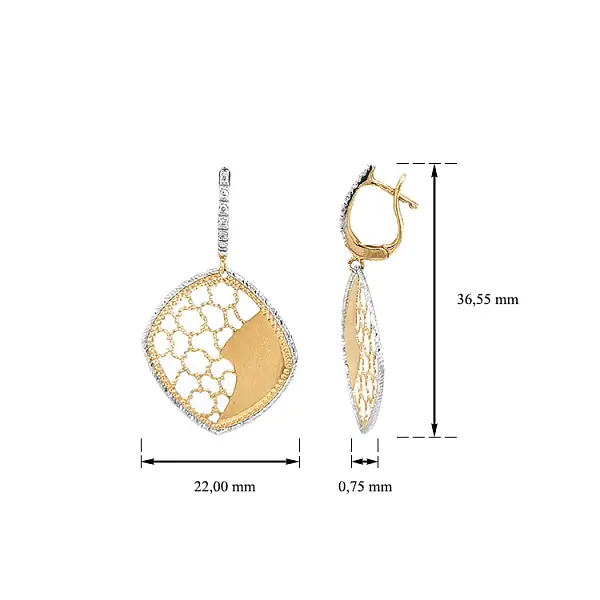 Золотые серьги-пусеты с цирконами