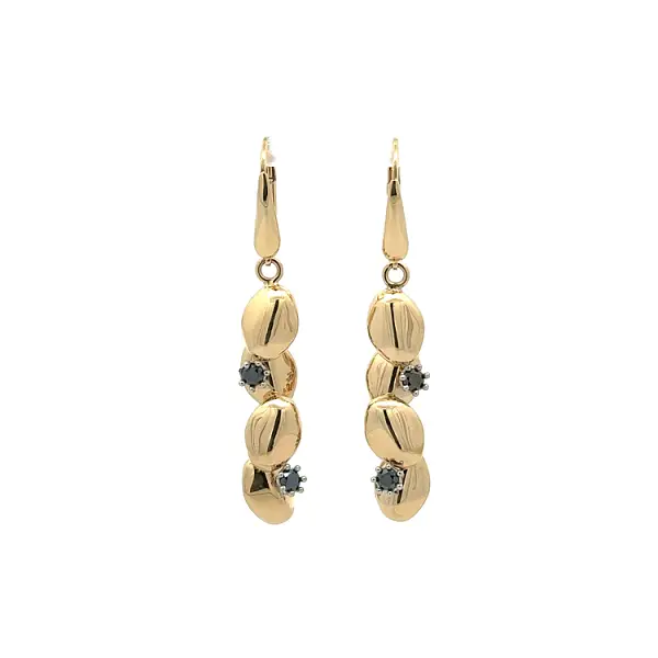 Золотые серьги-пусеты с черными камнями