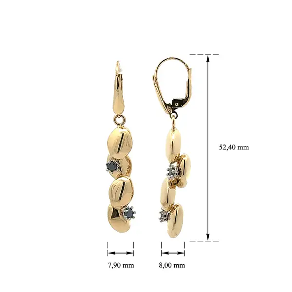 Золотые серьги-пусеты с черными камнями