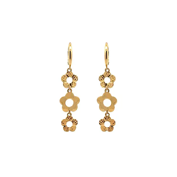 Золотые серьги-пусеты Цветы