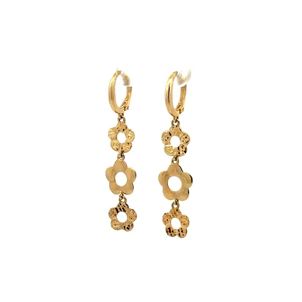 Золотые серьги-пусеты Цветы